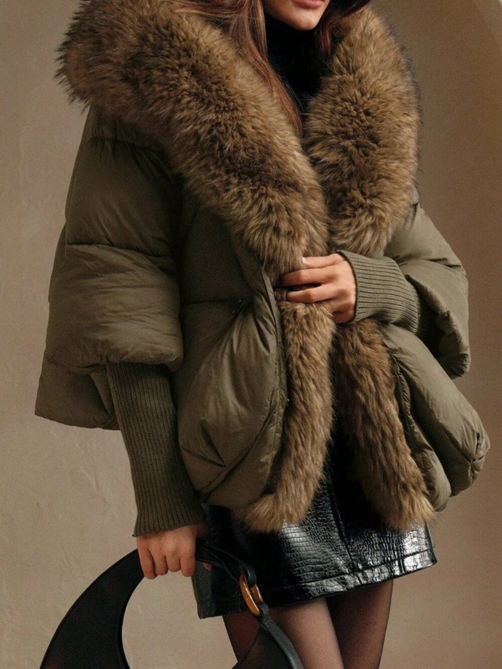Army Green Casual Women's Short Puffer Jacket